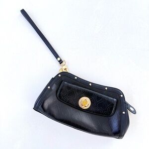 Love Cat Paris Valentine Crystal Turn Lock Leather Clutch